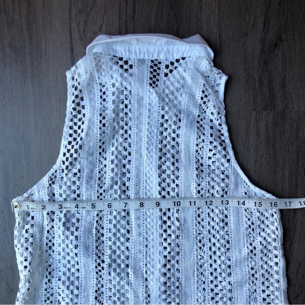 Zara Crochet Collared Top White Size S Retro 60s Mod Layer Tennis Prep Retro Fun - Picture 4 of 6